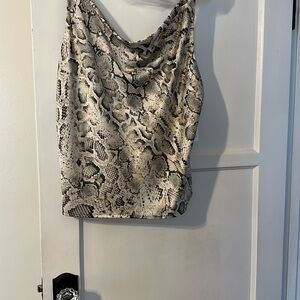 DKNY satin Snake Print Women's Top - Black and Cream